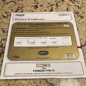 PIONEER Top Loading White Memory Scrapbook Refill Pages 12x15 Universal